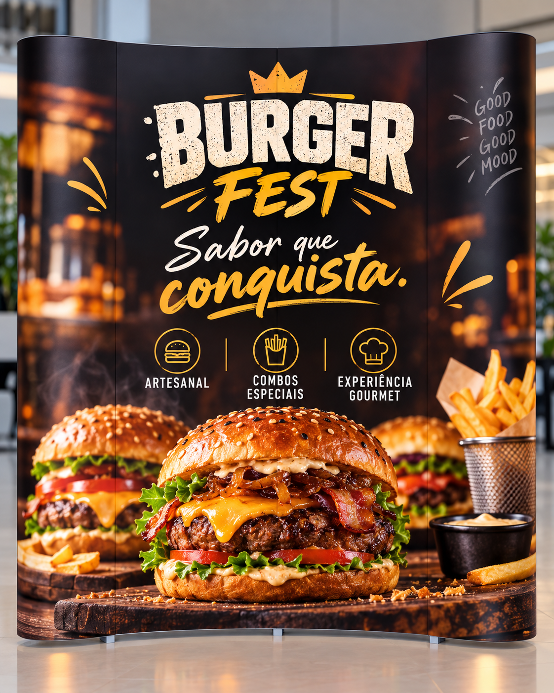 Estrutura Backdrop Pop Up Curvo 4 Chapas 2,75x2,30m